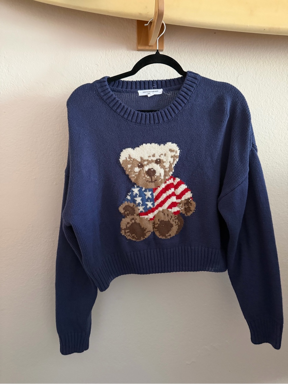 N Navy Teddy Bear Crewneck Sweater
